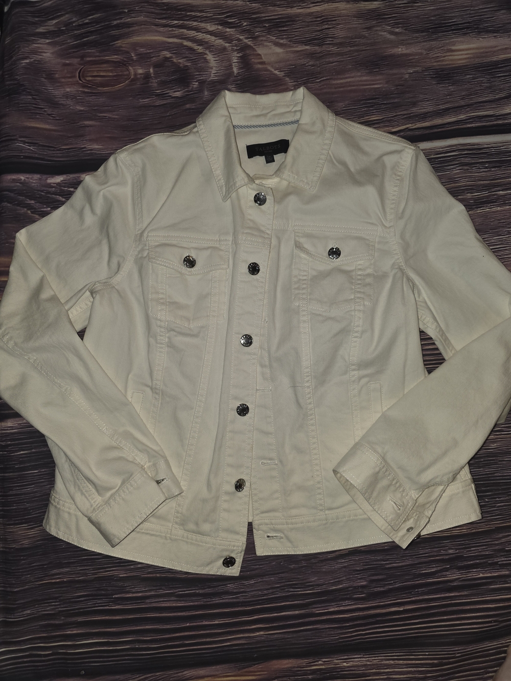 Talbots Cream Button-Front Jean Jacket